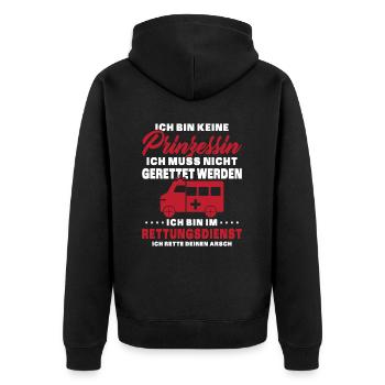 Frauensanitäterin Sanitäterin - Unisex Premium Bio Zip Hoodie - Schwarz - Hinten - Nico (187cm)