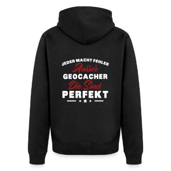 Der perfekte Spruch für jede GEOCACHER - Unisex Premium Bio Zip Hoodie - Schwarz - Hinten - Nico (187cm)