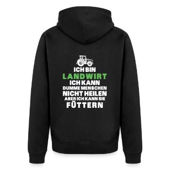 Ich bin Landwirt Landwirtschaft Landwirt Traktor - Unisex Premium Bio Zip Hoodie - Schwarz - Hinten - Nico (187cm)
