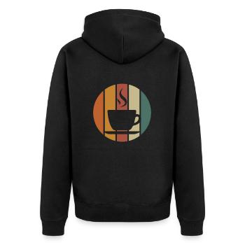 Café rétro Vintage coucher de soleil | Amateurs de café - Veste à capuche bio Premium Unisexe - noir - Dos - Nico (187cm)