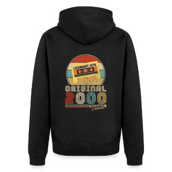 Vintage Born 2000 Retro Vintage Jubiläumsgeschenk - Unisex Premium Bio Zip Hoodie - Schwarz - Hinten - Nico (187cm)