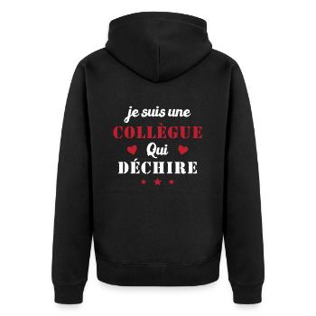 je suis une collègue qui déchire / humour femme - Veste à capuche bio Premium Unisexe - noir - Dos - Nico (187cm)
