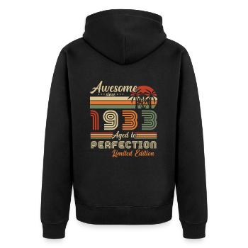 Original 1933 Rétro Vintage Anniversaire - Veste à capuche bio Premium Unisexe - noir - Dos - Nico (187cm)