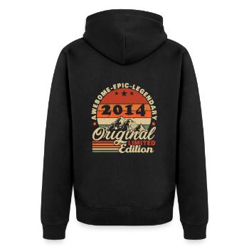 2014 Vintage Retro Geburtstagsgeschenk - Unisex Premium Bio Zip Hoodie - Schwarz - Hinten - Nico (187cm)