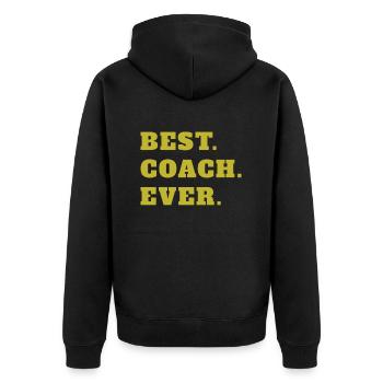 Best Coach Ever - Unisex Premium Organic Zip Hoodie - black - Back - Nico (187cm)