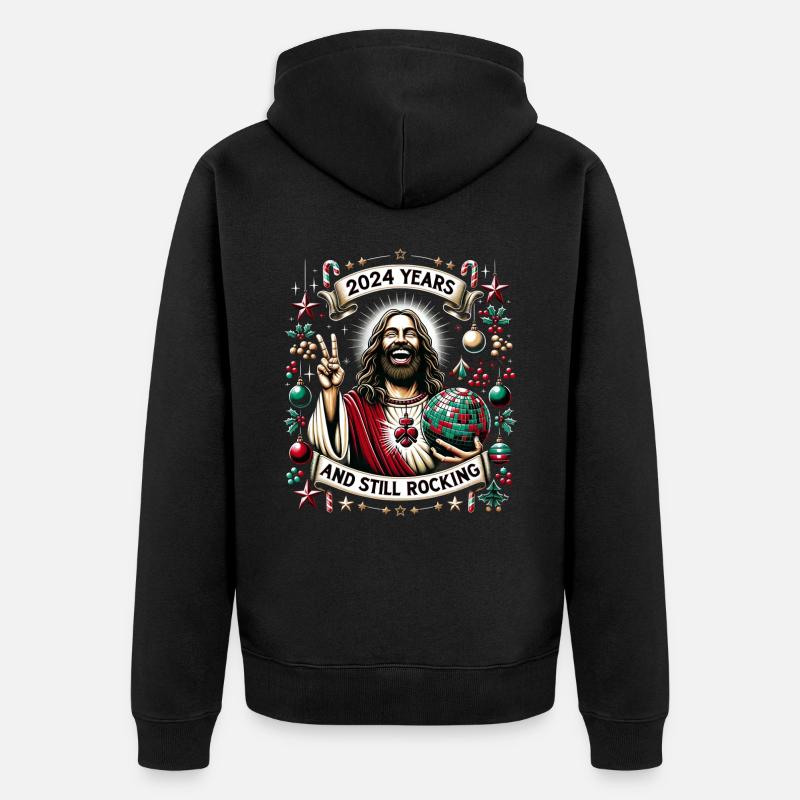 Jésus-Christ Anniversaire Garçon Laid Noël - Veste à capuche bio Premium Unisexe - noir