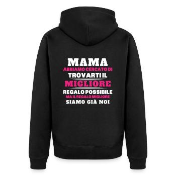 Donna Mamma Migliore Del Mondo Figlio Figlia Festa - Unisex Premium Bio Zip Hoodie - Schwarz - Hinten - Nico (187cm)