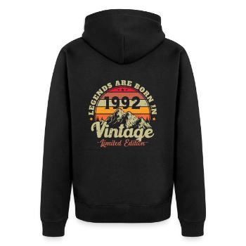 1992 Jahrgang Jahrgang 1992 Geburtstagsgeschenk - Unisex Premium Bio Zip Hoodie - Schwarz - Hinten - Nico (187cm)