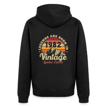 Vintage 1982 Vintage Birthday Gift Idea 1982 - Unisex Premium Organic Zip Hoodie - black - Back - Nico (187cm)