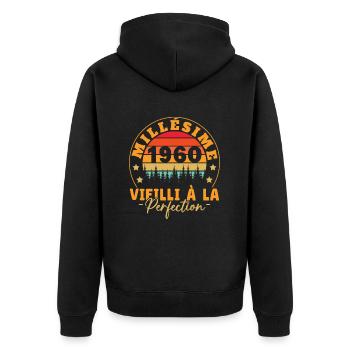 Millésime 1960, Cadeau D'anniversaire Vintage 1960 - Veste à capuche bio Premium Unisexe - noir - Dos - Nico (187cm)