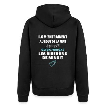 Biberons de Minuit Humour Naissance Humour Cadeau - Veste à capuche bio Premium Unisexe - noir - Dos - Nico (187cm)