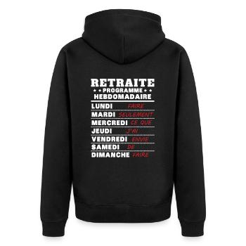 Retraite programme hebdomad retraite rigolo - Veste à capuche bio Premium Unisexe - noir - Dos - Nico (187cm)