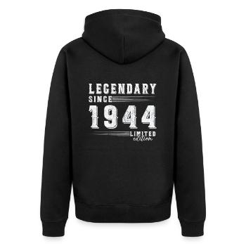 Legendary Since 1944 Vintage Birthday Gift - Unisex Premium Organic Zip Hoodie - black - Back - Nico (187cm)