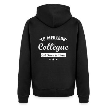 Collègue de travail cadeau humour de bureau - Veste à capuche bio Premium Unisexe - noir - Dos - Nico (187cm)