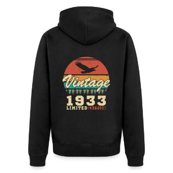 Vintage 1933 Vintage cadeau d’anniversaire rétro - Veste à capuche bio Premium Unisexe - noir - Dos - Nico (187cm)
