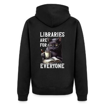 Libraries are for everyone Librarian - Unisex Premium Organic Zip Hoodie - black - Back - Nico (187cm)