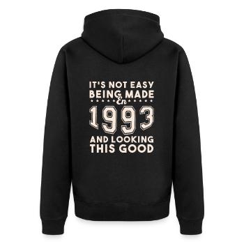 made in 1993 and looking this good - Unisex Premium Organic Zip Hoodie - black - Back - Nico (187cm)