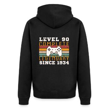Level 90 Complete 1934 Birthday Gift - Unisex Premium Organic Zip Hoodie - black - Back - Nico (187cm)