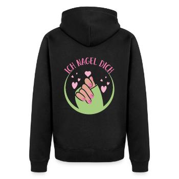 Ich Nagel Dich Nail Art Nagelsalon Nageldesignerin - Unisex Premium Bio Zip Hoodie - Schwarz - Hinten - Nico (187cm)