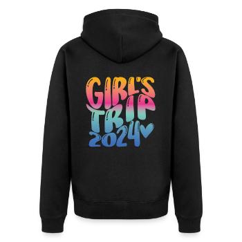 Week-end Filles Femmes Voyage Filles 2024 - Veste à capuche bio Premium Unisexe - noir - Dos - Nico (187cm)
