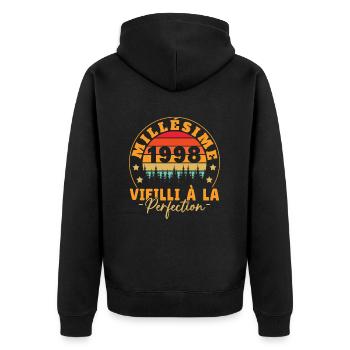 Millésime 1998, Cadeau D'anniversaire Vintage 1998 - Veste à capuche bio Premium Unisexe - noir - Dos - Nico (187cm)