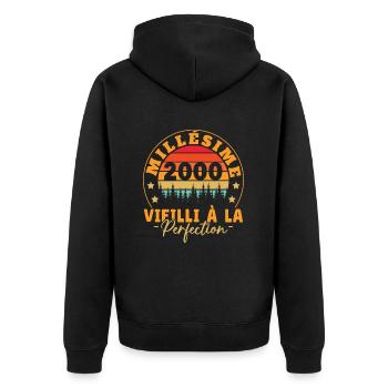Millésime 2000, Cadeau D'anniversaire Vintage 2000 - Veste à capuche bio Premium Unisexe - noir - Dos - Nico (187cm)