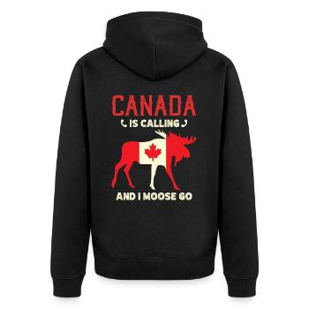 Kanada Elch Kanadische Flagge Maple Leaf - Unisex Premium Bio Zip Hoodie - Schwarz - Hinten - Nico (187cm)