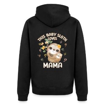 Ce bébé paresseux aime maman le jour de la fête des mères - Veste à capuche bio Premium Unisexe - noir - Dos - Nico (187cm)