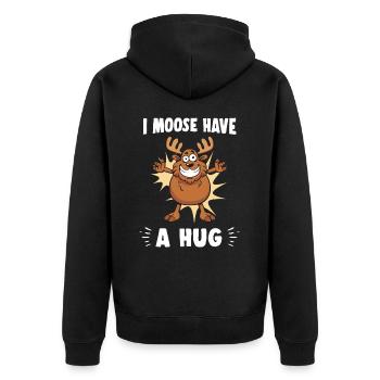 I Moose Have A A Hug Hug Câlin Orignal Drôle - Veste à capuche bio Premium Unisexe - noir - Dos - Nico (187cm)