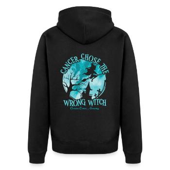 Cancer Has The False Witch Ovarian Cancer - Unisex Premium Organic Zip Hoodie - black - Back - Nico (187cm)