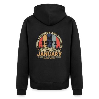 Birthday Gift Born In January 1971 - Unisex Premium Organic Zip Hoodie - black - Back - Nico (187cm)