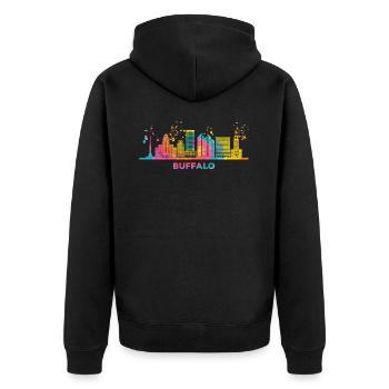 Buffalonians Skyline Stadtbild Buffalo - Unisex Premium Bio Zip Hoodie - Schwarz - Hinten - Nico (187cm)