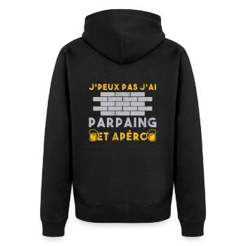 J'Peux Pas J'Ai Parpains Apéro Maçon Humour - Veste à capuche bio Premium Unisexe - noir - Dos - Nico (187cm)
