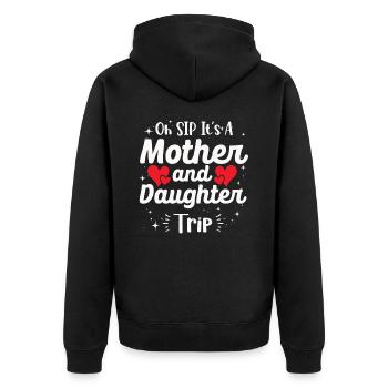 Mother daughter trip 2024 - Unisex Premium Organic Zip Hoodie - black - Back - Nico (187cm)