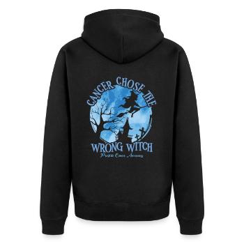 Cancer Witch Light Blue Prostate Cancer - Unisex Premium Organic Zip Hoodie - black - Back - Nico (187cm)