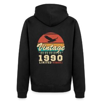 1990's Vintage Original 1990's Birthday Gift - Unisex Premium Organic Zip Hoodie - black - Back - Nico (187cm)