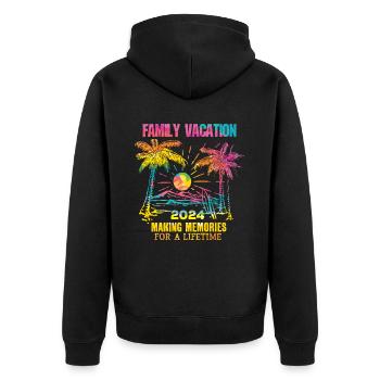 Family holidays 2024 make memories - Unisex Premium Organic Zip Hoodie - black - Back - Nico (187cm)