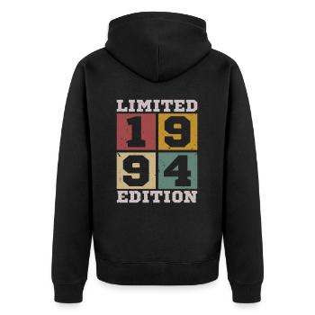 1994 Jahrgang Jahrgang 1994 Geburtstagsgeschenk - Unisex Premium Bio Zip Hoodie - Schwarz - Hinten - Nico (187cm)