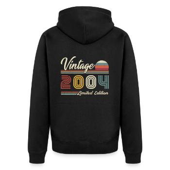 Original 2004 Vintage Geschenk zum 20-jährigen Jubiläum - Unisex Premium Bio Zip Hoodie - Schwarz - Hinten - Nico (187cm)