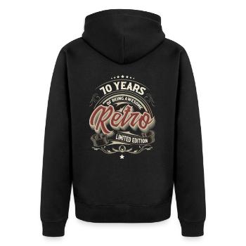 70 Year Anniversary Gift Vintage Special - Unisex Premium Organic Zip Hoodie - black - Back - Nico (187cm)