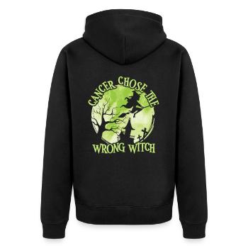Cancer Witch Lime Lymphoma Awareness - Unisex Premium Bio Zip Hoodie - Schwarz - Hinten - Nico (187cm)