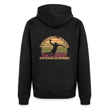 Retro Vintage Handball Designs lustiger Handball - Unisex Premium Bio Zip Hoodie - Schwarz - Hinten - Nico (187cm)