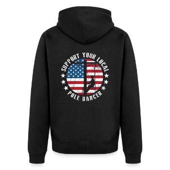 Support Your Local Pole Dancer Lineman - Unisex Premium Organic Zip Hoodie - black - Back - Nico (187cm)