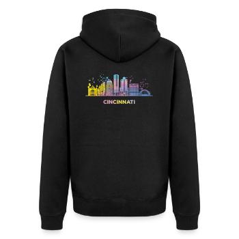 Cincinnatian Skyline Cincinnati - Unisex Premium Organic Zip Hoodie - black - Back - Nico (187cm)