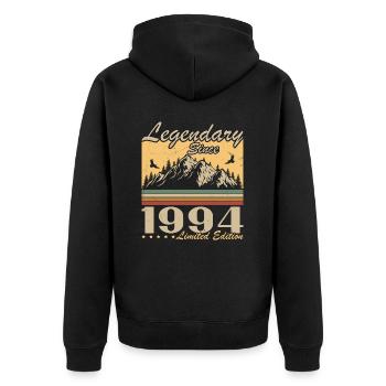 Legendary Since 1994 Vintage Vintage Birthday - Unisex Premium Organic Zip Hoodie - black - Back - Nico (187cm)