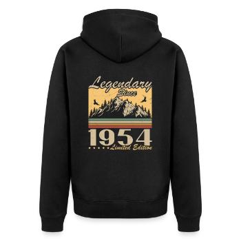 Legendary Since 1954 Vintage Birthday Gift - Unisex Premium Organic Zip Hoodie - black - Back - Nico (187cm)