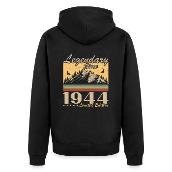 Legendary Since 1944 Vintage Birthday Gift - Unisex Premium Organic Zip Hoodie - black - Back - Nico (187cm)