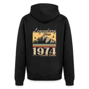 Legendary Since 1974 Vintage Birthday Gift - Unisex Premium Organic Zip Hoodie - black - Back - Nico (187cm)