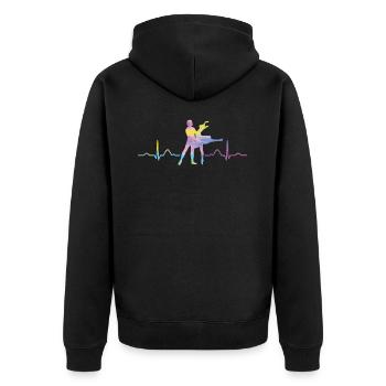 Ballett Tänzer Herzschlag Ekg Ballerina - Unisex Premium Bio Zip Hoodie - Schwarz - Hinten - Nico (187cm)