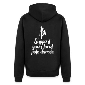 Soutenez votre monteur de lignes Pole Dancer local - Veste à capuche bio Premium Unisexe - noir - Dos - Nico (187cm)